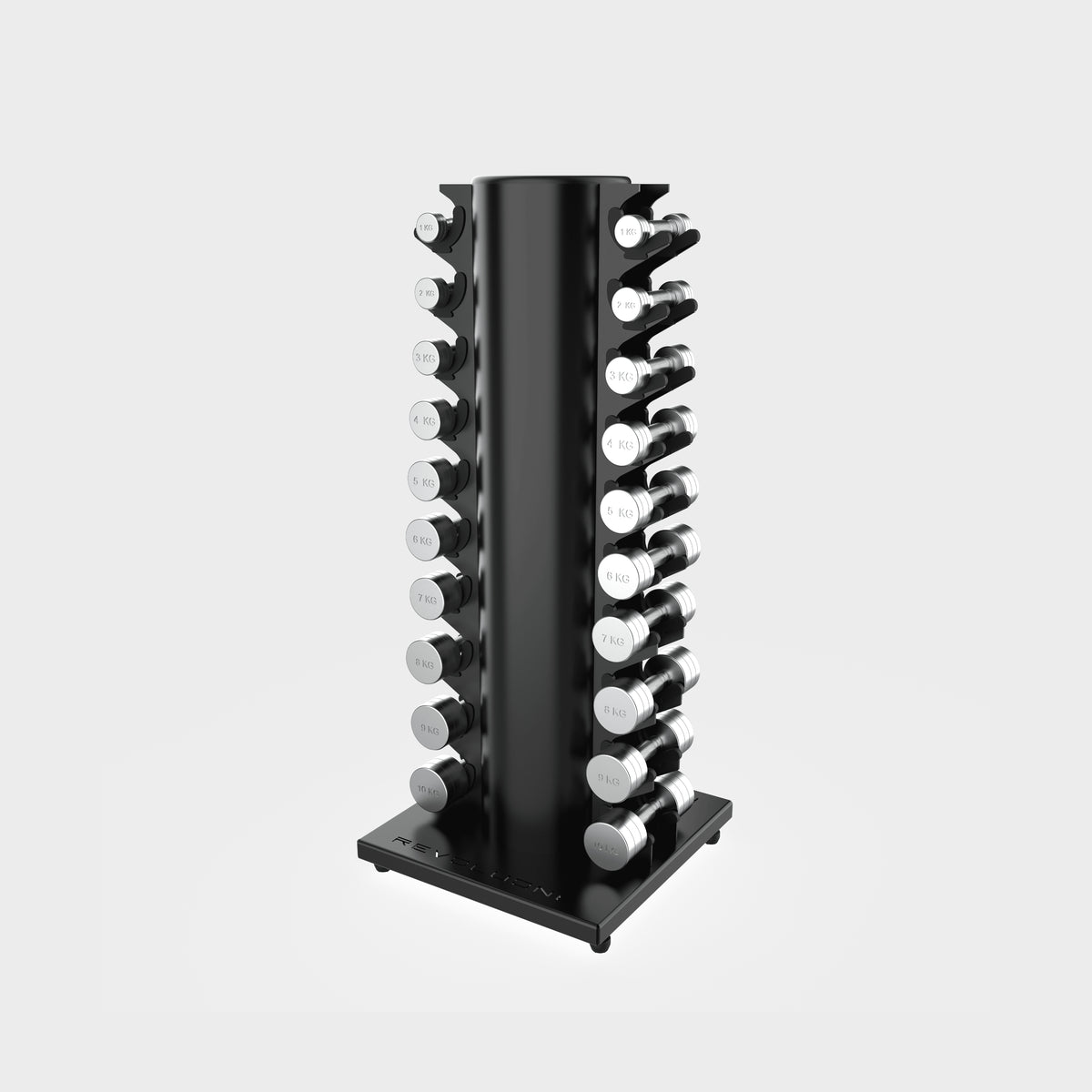 CHROME DUMBBELL 1–10kg RACK SET